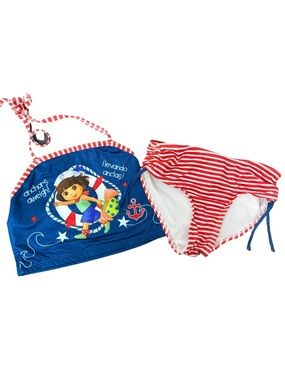 Dora The Explorer Two Piece Bathing Suit Girls Size 6X 2013
